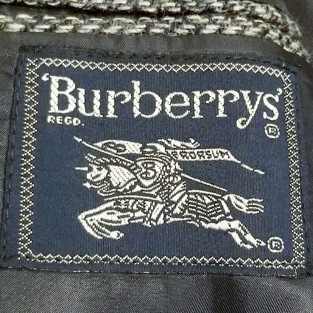 Burberrys Blazer Men Size 42 Gray Tweed Herringbone Wool Sport Coat Made in USA - Picture 4 of 8